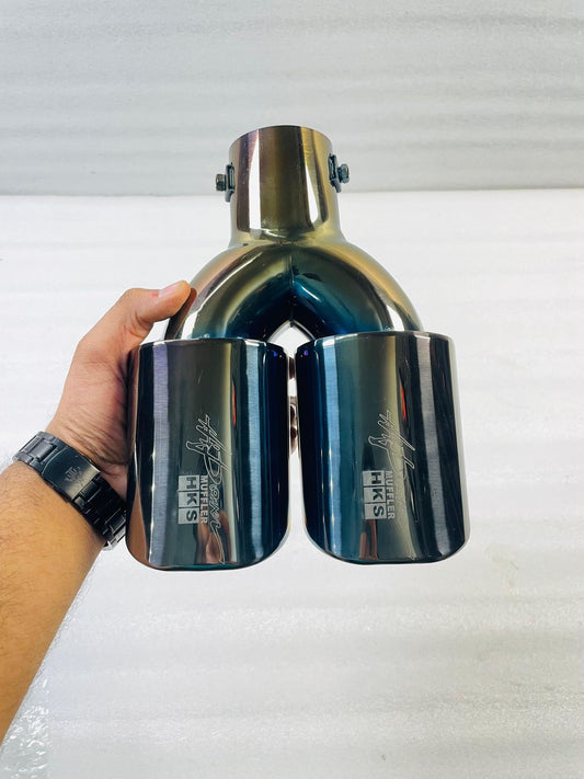 HKS DUAL SQUARE BLACK CHROME TIP